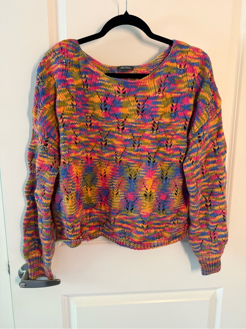 wild fable Multicolor Knit Crewneck Sweater - Pink, Yellow, Blue, Purple, Green